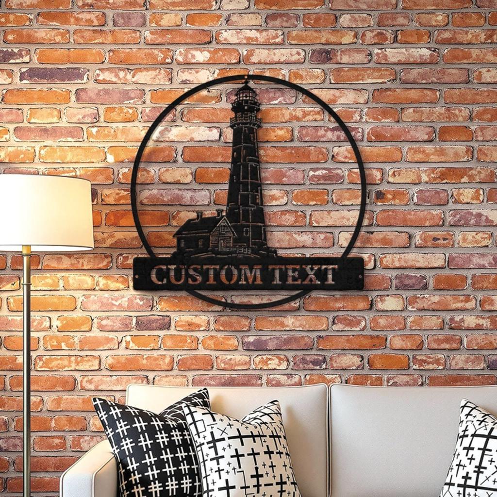 Customizable Lighthouse Metal Sign Nautical Wall Art for Indoor Outdoor Durable Rustic Decor
