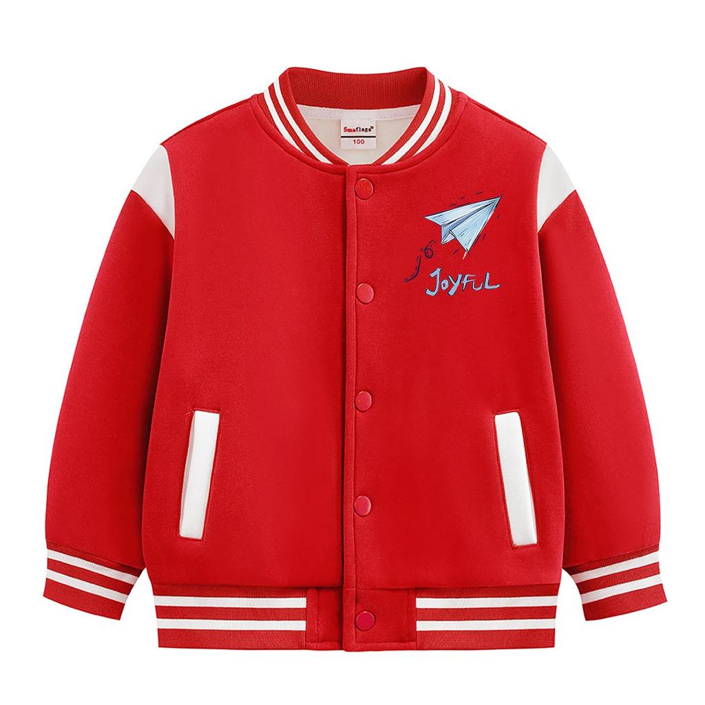 Kids' Autumn/Winter Baseball Jacket - Boys' & Girls' Medium/Large Plus Velvet Spring/Fall/Winter Outerwear