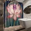 1Pc Elegant Lotus Shower Curtain With Crystal Design Comfortable Bathroom Decor Polyester Fabric Includes 12 Hooks