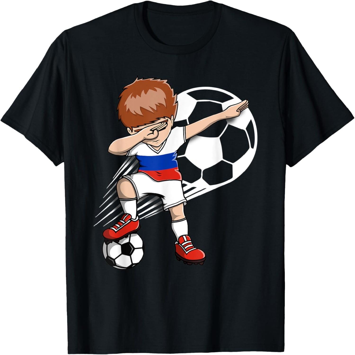 Dabbing Soccer Boy Russia Jersey Russian Football Fans Sport T-Shirt S