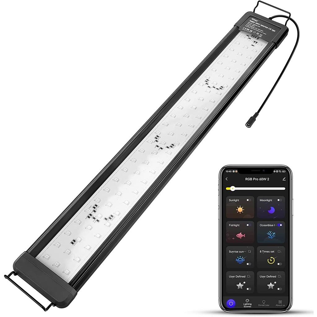 30-120CM Smart Aquarium Light Bluetooth App Control LED Light 24/7 Lighting Cycle Full Spectrum Fish Tank Light