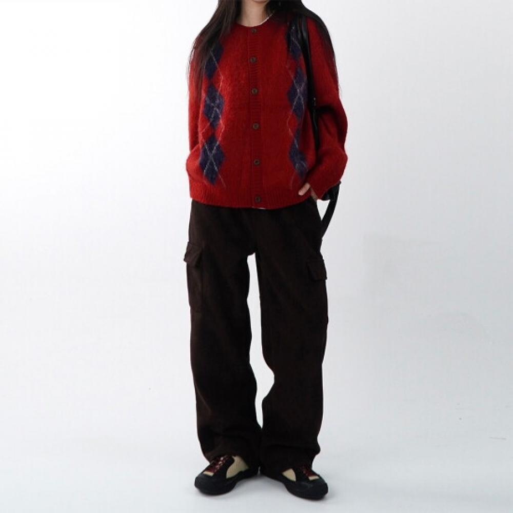 Onl Women Heavy Fleece Cargo Corduroy Wide Pants