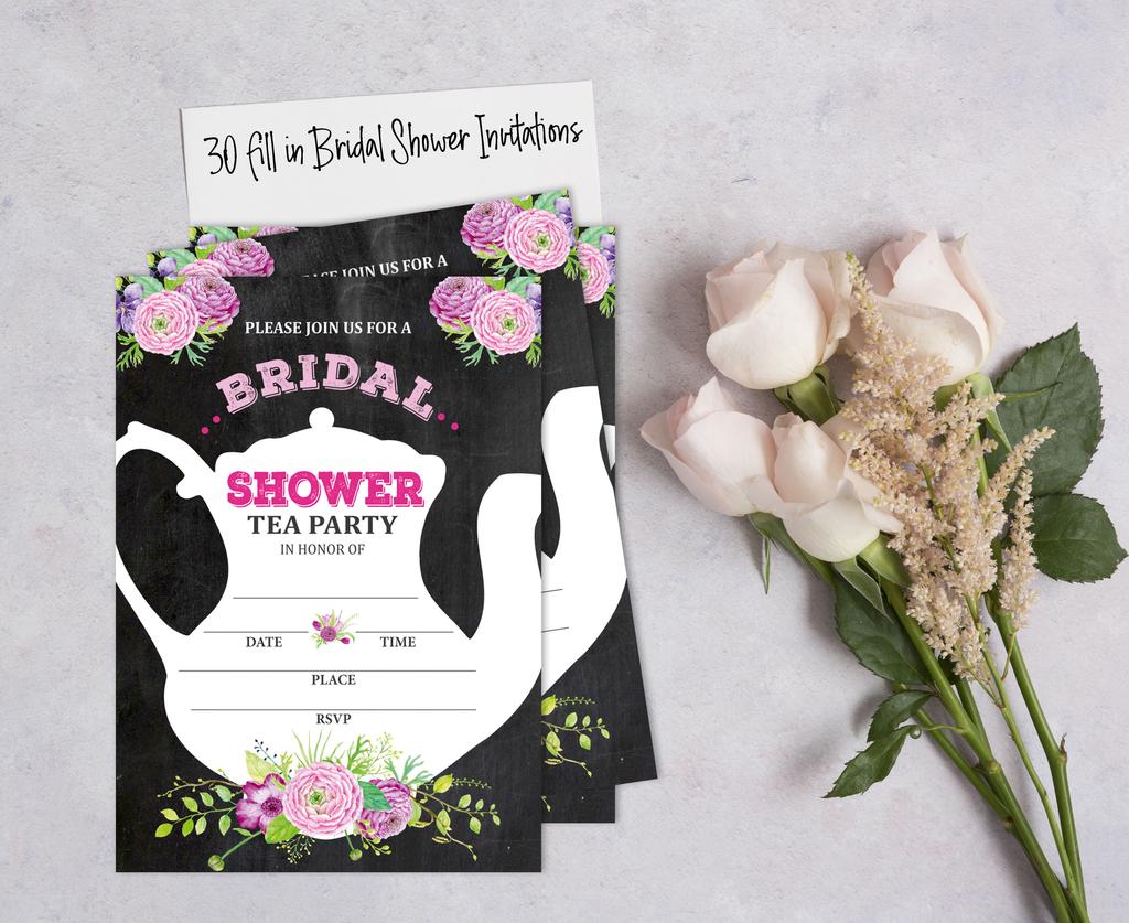 Inkdotpot 30A FloralA Fill-In Style Bridal Shower Invitations Wedding Blank