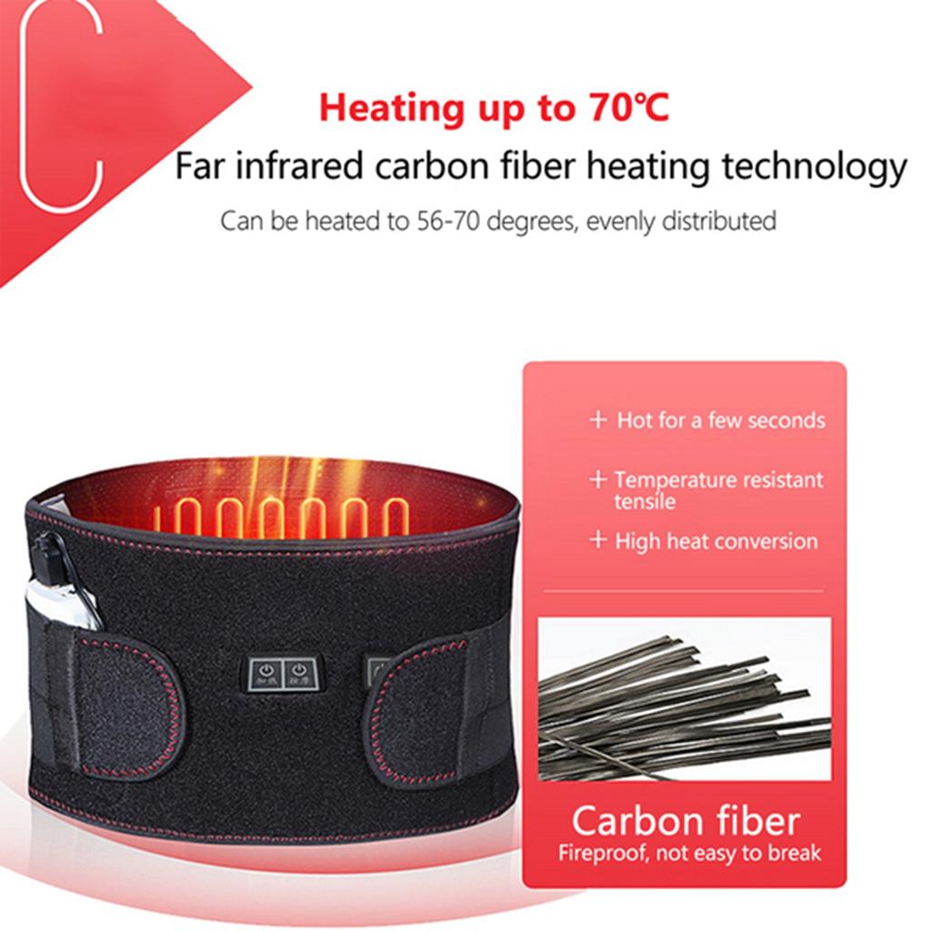 3 Sizes Electric Heat Therapy Far Infrared Vibration Hot Compress Waist Pain Relieve Belt