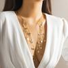 Imitation Pearl Long Tassel Star Necklace Chest Chain Open Torques Choker  Jewelry Gift