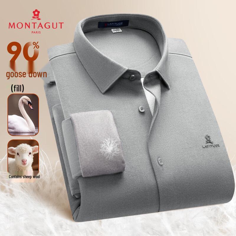 MONTAGUT Men s 90% Down & Merino Wool Blend Thermal Shirt 42