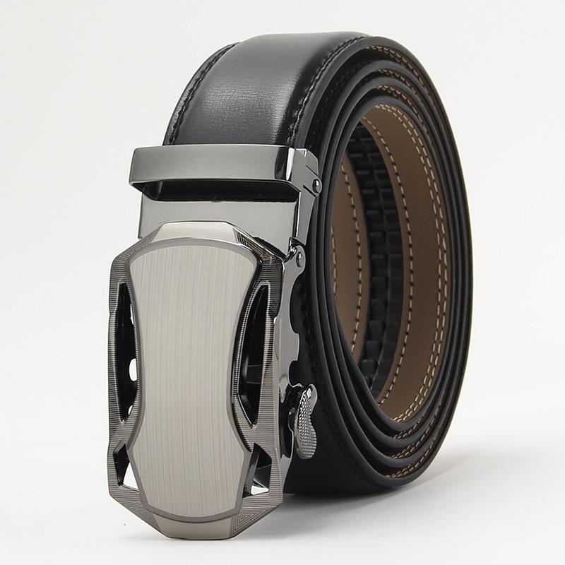 

Мужской ремень из натуральной кожи Двухслойный ремень из коровьей кожи с автоматической пряжкой Деловой повседневный модный ремень 110-130CM