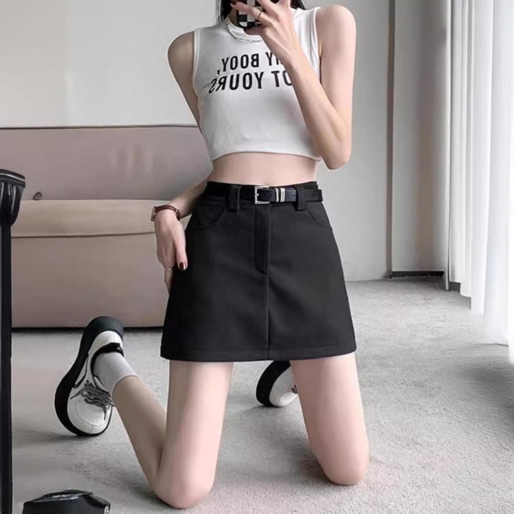 Summer 2025 Women's Gray High Waist A-line Bodycon Mini Skirt