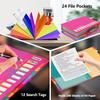 24 Pockets Expanding File Folder Organizer,Accordion File Organizer,A4 Letter Size,Rainbow Tab, for Home/Office/School Document Organizer (Rose Pink)