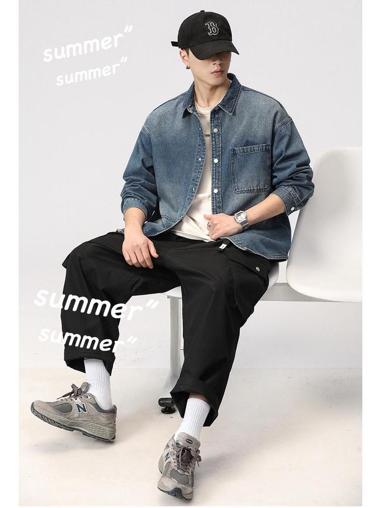 Men's Heavyweight Denim Jacket - Trendy, Handsome Workwear, Loose Fit, Plus Size for Spring & Autumn