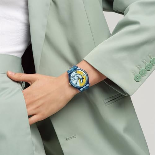 Swatch Chagall's Blue Circus SUOZ365 Watch, Blue