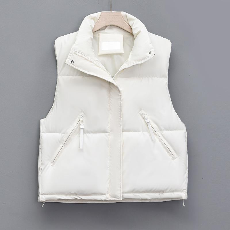 New women's clothing temperament simple style army green stand-up collar cotton vest vest
