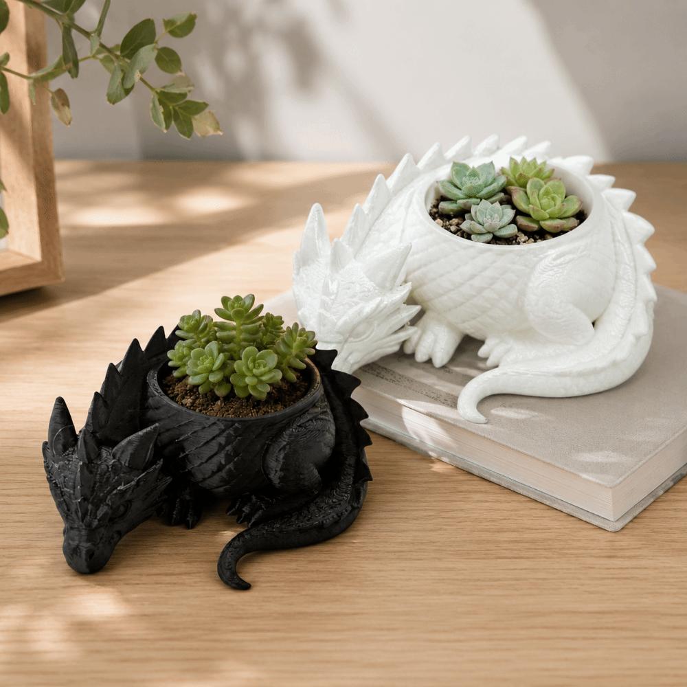 3D Printed Dragon Shaped Plant Pot Creative Animals Flower Pot Succulent Planter for Yard Garden