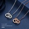 S925 Sterling Silver Heart-to-Heart Rose Gold Necklace with Simple Pendant - Fashionable Japanese and Korean Style Clavicle Sweater Chain