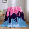 Pink Drip Gradient Flannel Blanket Warm Soft Halloween Christmas Couch Warm Cozy Decorative Decor Gift for All Season