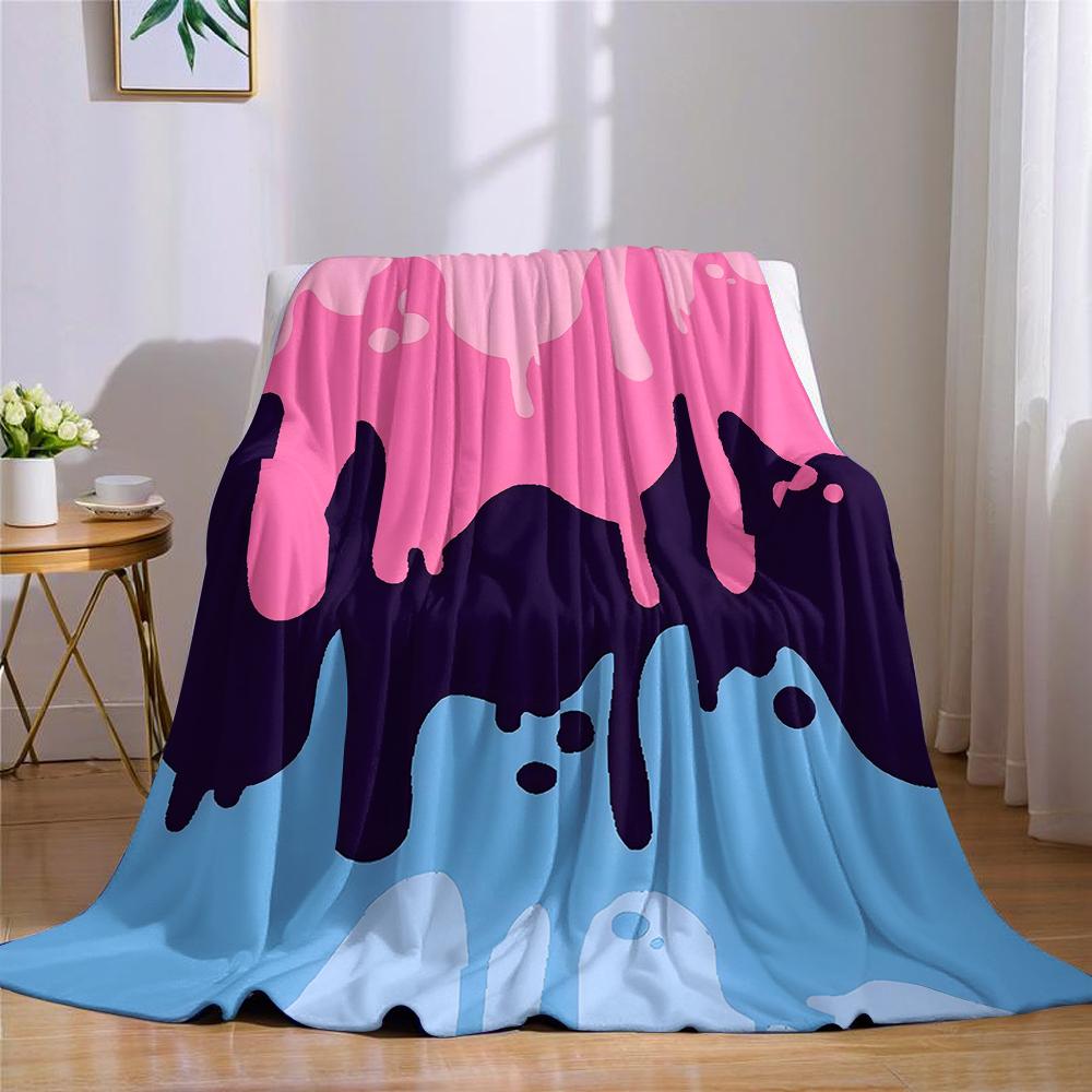 Pink Drip Gradient Flannel Blanket Warm Soft Halloween Christmas Couch Warm Cozy Decorative Decor Gift for All Season