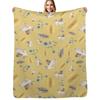 Barn Owls Pattern In Yellow Throw Blanket Warm Comfortable Blanket for Office Napping