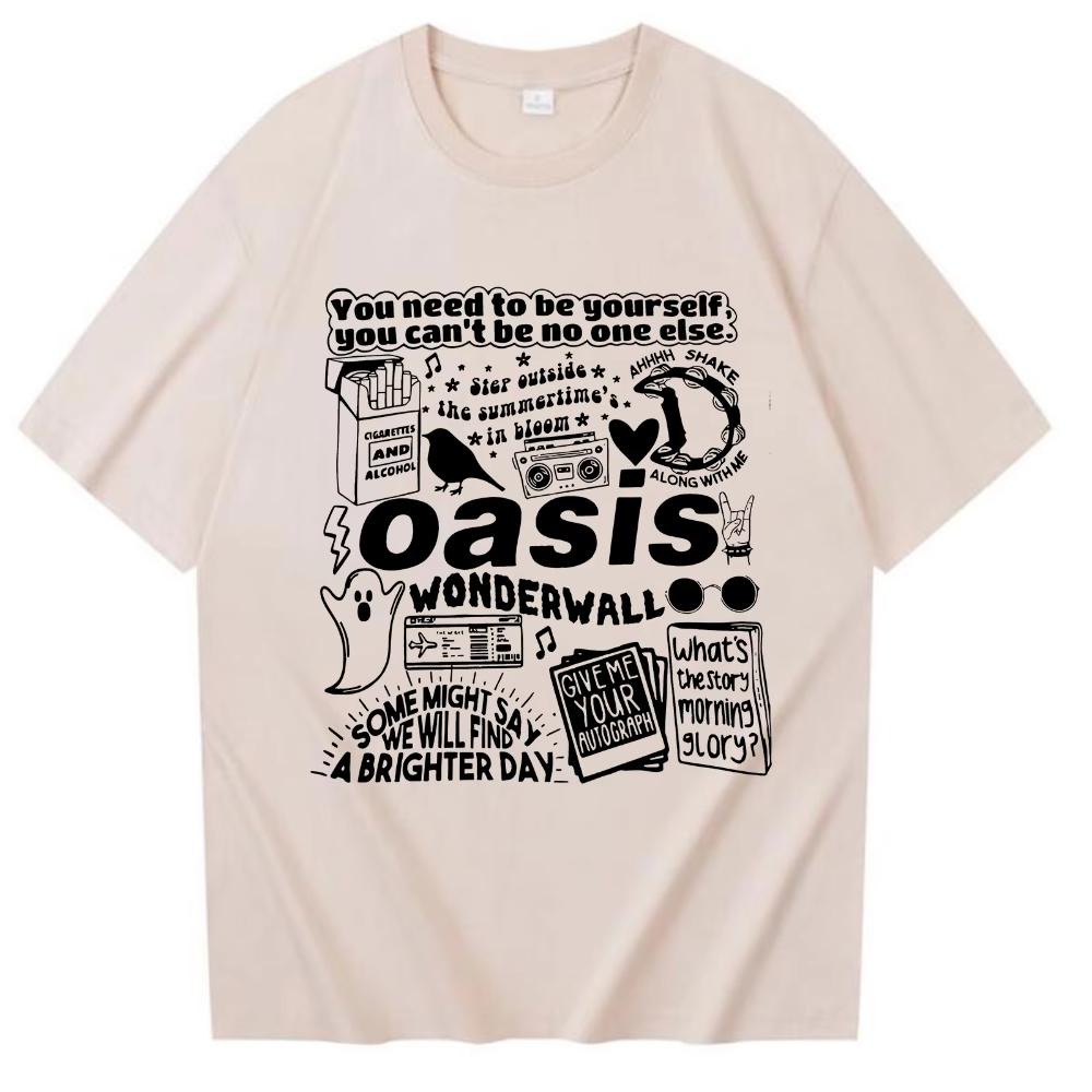 Oasis Reunion Tour 2025 Cotton Printed Tshirt Mens Women Harajuku Oneck Oasis Live 25 Tour Merch Casual Male TShirt Gifts