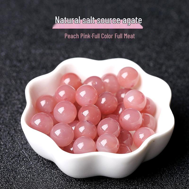 9A Natural Peach Pink Yanyuan Agate Beads for DIY Jewelry and Bracelets