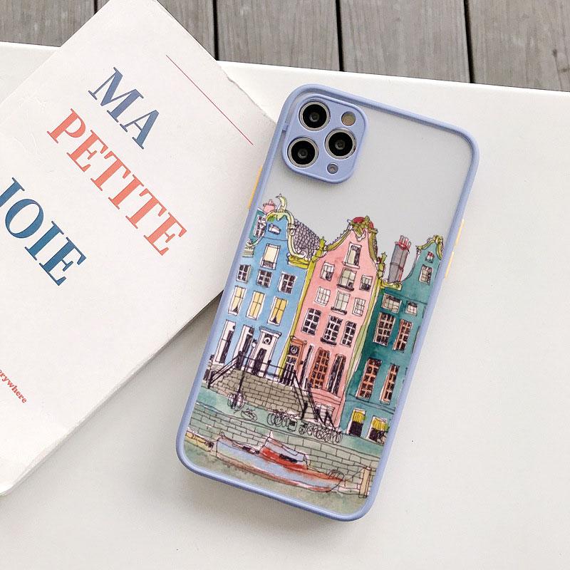 Cartoon Colourful Anime Painted House Scenery Phone Case For iPhone 16 15 14 13 12 11 Pro Max 7 8 Plus SE2020 X XR XS Back Cover