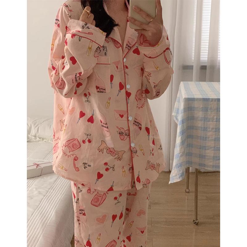 Piżama damska, satynowa piżama z długim rękawem, zestaw piżamowy, lodowy jedwab z nadrukiem kwiatowym, może być noszona na zewnątrz, piżama do noszenia w domu