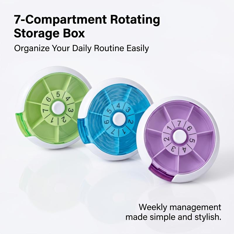1PC Round Large-capacity Portable Rotating Medicine Box, Mini Seven-day Sorting Small Medicine Box, Portable Pill Storage Box