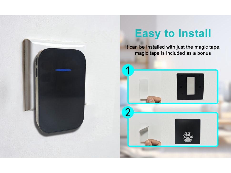 Pet Doorbell: Adjustable Volume, Easy Install, Rainproof, Suitable for Small & Large Pets.