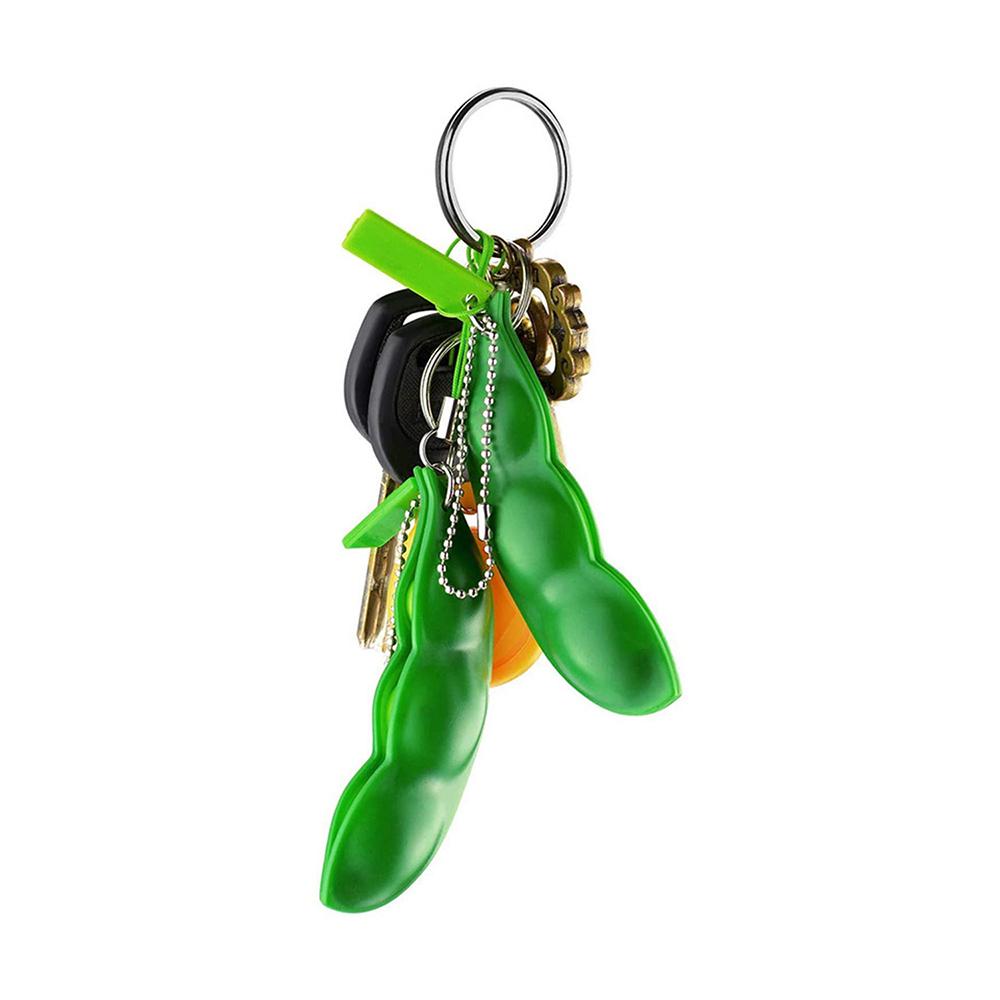 5/10/20Pcs Squeeze Beans Fidget Toy Stress Relief Fidget Toys Funny Squishy Beans Peas Popper Cute Keychain Party Favor