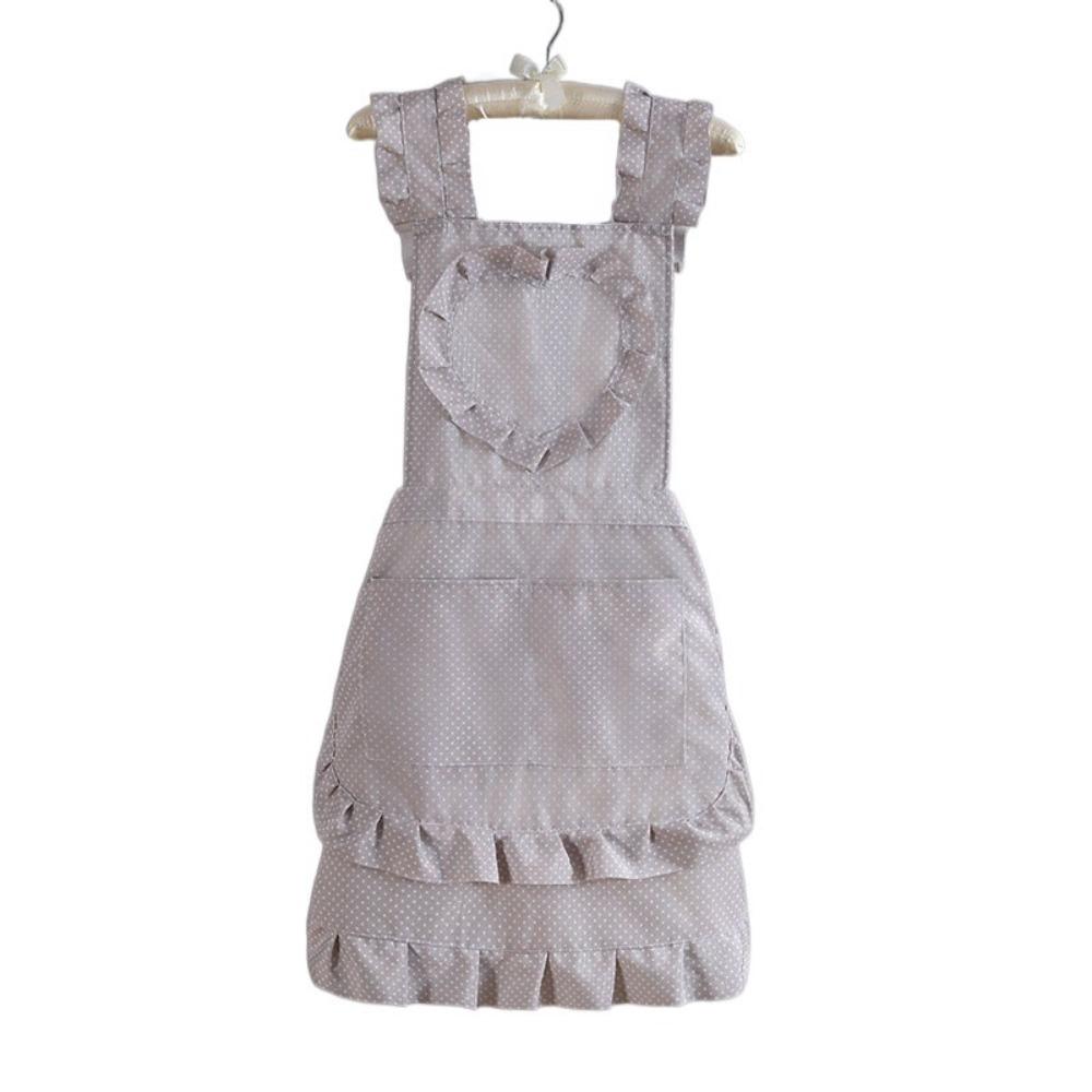 

Elegantly Canvas Women Lace Apron Princess Dress Style Oil-proof Chef Aprons Stain-Resistant Work Clothes Kitchen Use сірий