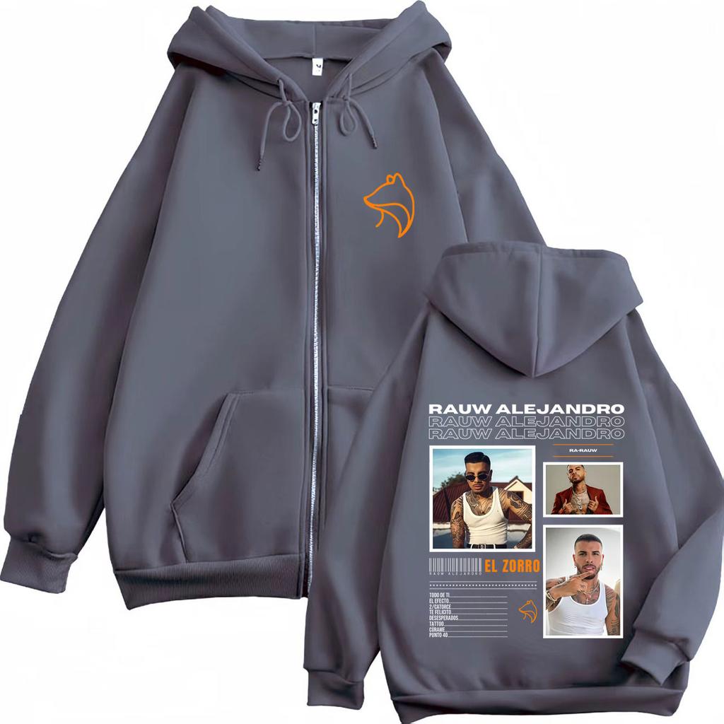 Rauw Alejandro Tour Zipper Hoodie Men Women Fashion Oversized Sweatshirts Casual Vintage Zip Up Jacket Coat
