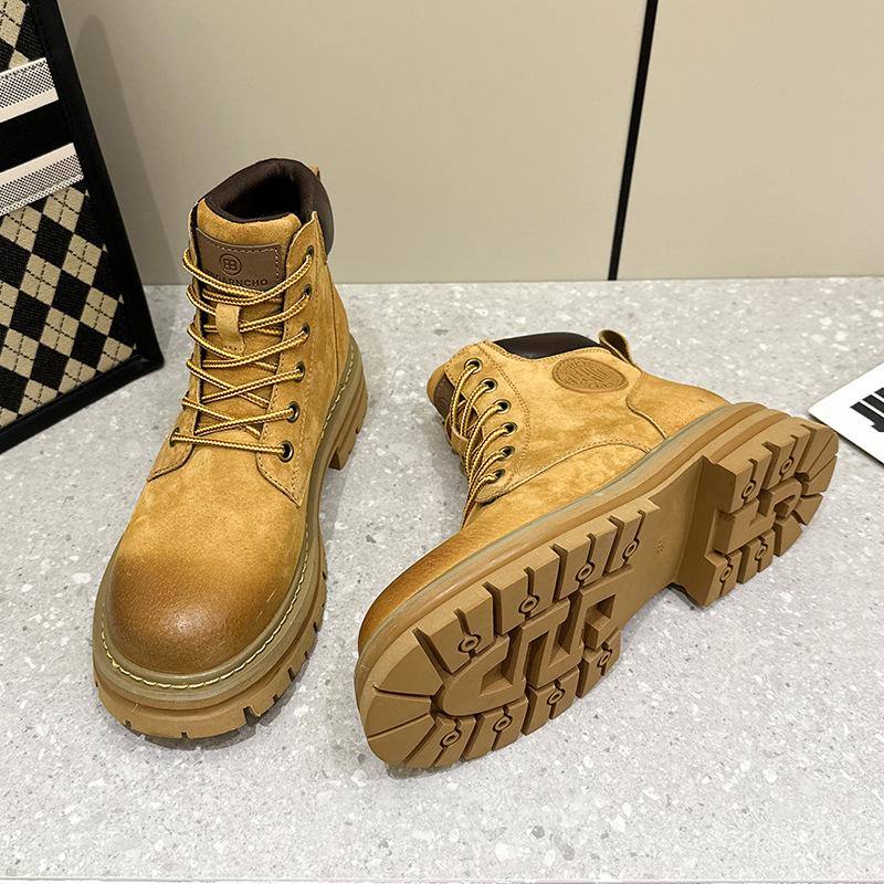 Boots Women's Genuine Leather Thick Sole Shoes Motorcycle Outdoor Work Clothes Women's Ankle Boots Shoes for Women Zapatos
