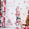 1pc Pink Christmas Snowman Wall Stickers Removable PVC Cartoon for Kids Baby Room Bedroom Nursery Wall Decal Home Decor