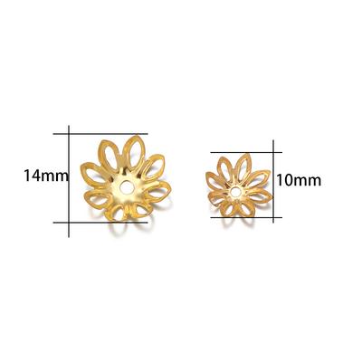 100pcs/Lot Gold Plated 10 14mm Bulk Flowers Beads Caps Loose Spacer Charm Beads Cap For Jewelry Making Findings Supplies