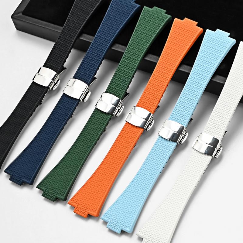 Pro hodinky Tissot PRX T137 FKM 11mm 12mm pánské dámské řemínek na hodinky z fluorokaučuku náramek s rychloupínací skládací sponou řemínek na zápěstí