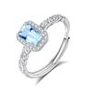 S925 Silver Square Crystal Open Ring, Multiple Colors, Adjustable Dainty Band, Korean Style Daily Jewelry Gift for Women