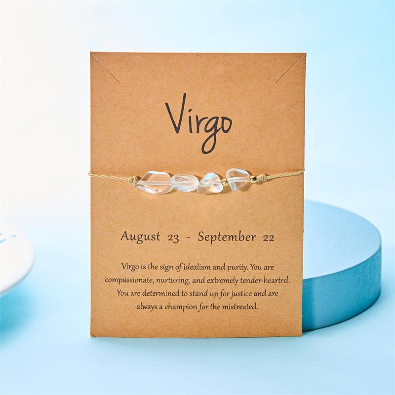 12 Constellation Sign Natural Birth Stone Handmade Bracelet for Women Kids Aries Leo Braid Bracelet  Birthday Gift