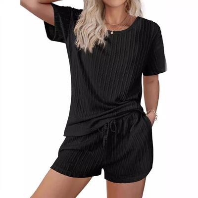 Vêtements d'intérieur pour femmes Pyjama Costume Beignets Torsadés Tricot Jacquard Manches Courtes Shorts Ensemble Deux Pièces Costumes & Ensembles Pour Femmes