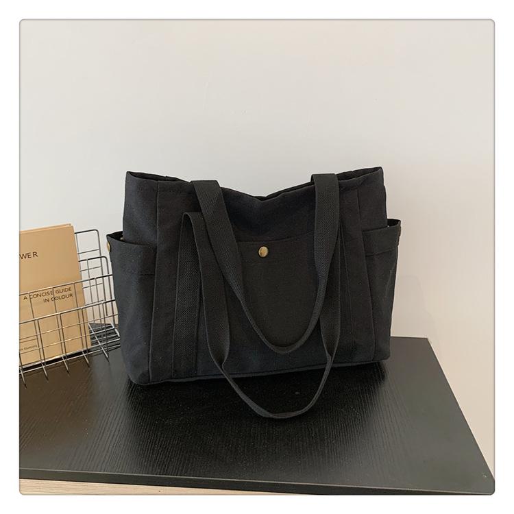 

2024 Женская вместительная универсальная сумка через плечо из холста Without lining чёрный