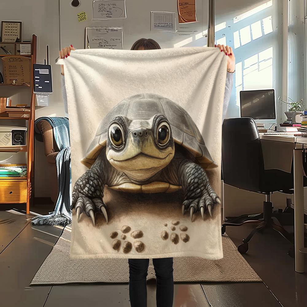 Schildkröte Nahaufnahme Muster Flanelldecke, Hohe Qualität Bequem für Alle Jahreszeiten, Heimdekoration, Wärme und Komfort, Perfekt für Geschenke.
