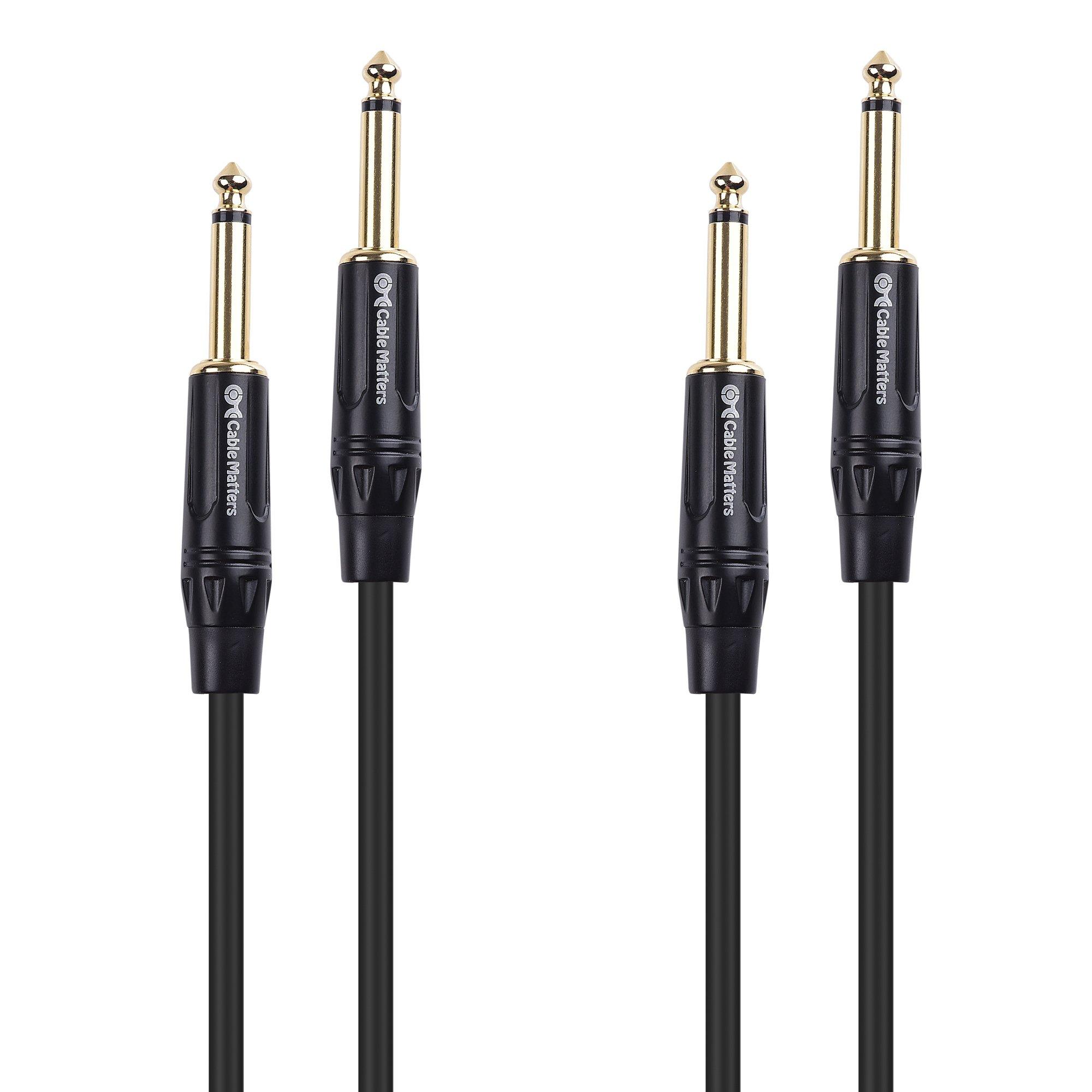 

Cable Matters Guitar Cable, 1.8m, Shielded, Set of 2, 6.35mm Mono Plug, TS Straight Plug, for Instruments