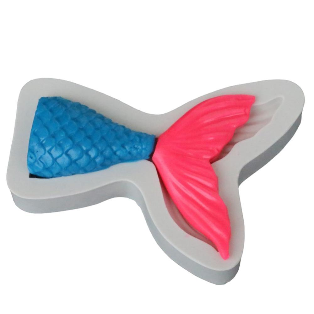 2PCS Nonstick Mermaid Tail Mold Liquid Silicone Marine Cake Decorating Mold  Cake Decorating