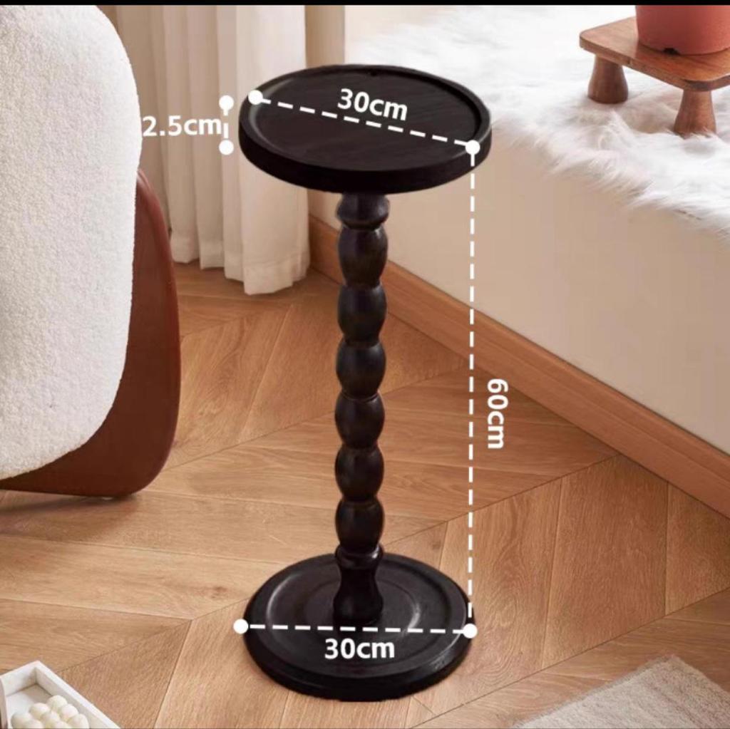 Retro Solid Wood Mini Coffee Table & Movable Side Table with Storage