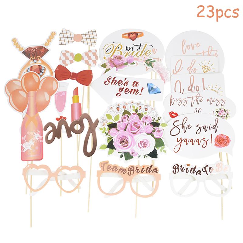23pcs/set Team Bride To Be Paper Photo Booth Props Mask Photobooth Bachelorette Party Bridal Shower Wedding Decoration Supplies