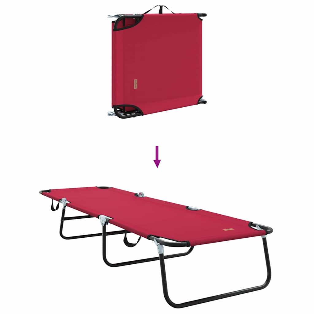 Folding Sun Lounger Red 188 x 57 x 86.5 cm Polyester