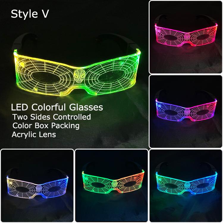 Lunettes Lumineuses LED Acryliques Lunettes de Fête Lumineuses Visière Éclairée Néon Lunettes de Soleil Lunettes de Fête DJ Bar Pour Halloween Noël