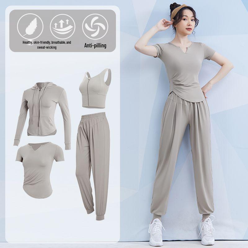 Women's Spring/Summer Yoga Suit Set - Short Sleeve Activewear for Outdoor Runs, Pilates, and Fitness Training