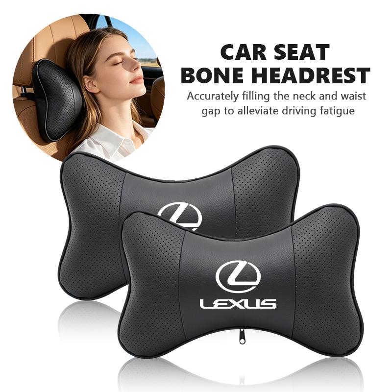 Leather Car Seat Headrest Auto Logo Neck Pillow For Lexus UX250h RX450h RX300 GX470 CT200h RX400h NX300h RX350