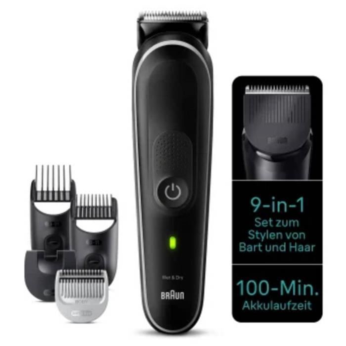 Braun MGK5410 Tondeuse à barbe, Tondeuse à cheveux, Tondeuse corps, Tondeuse nez &amp; oreilles lavable noir