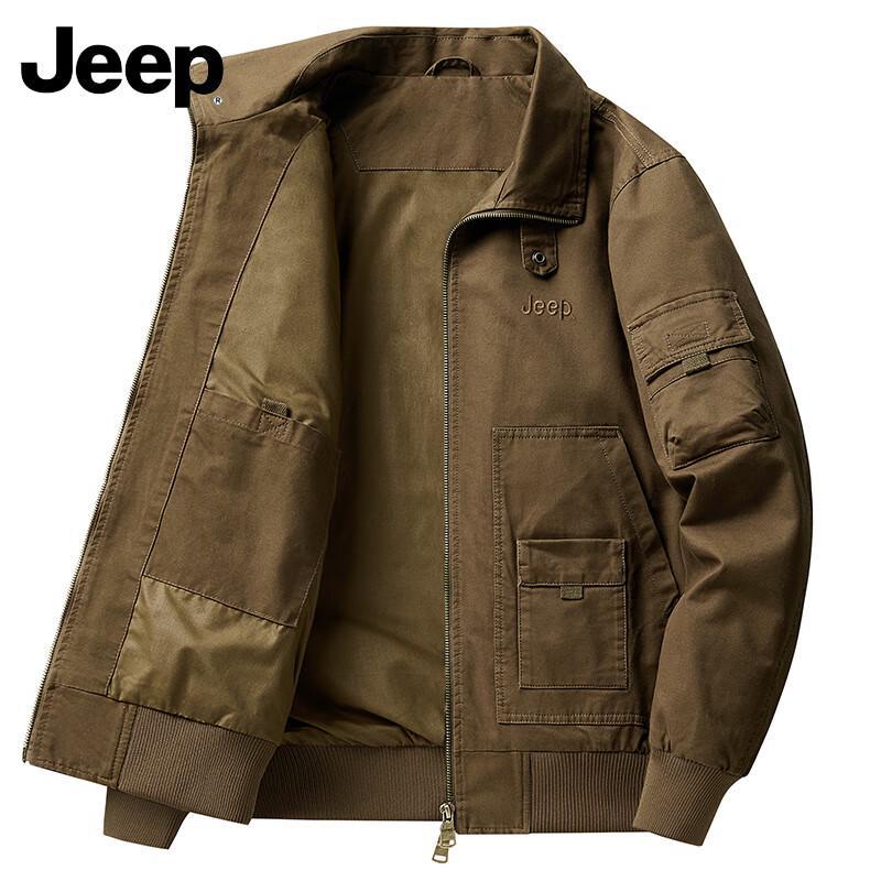 Jeep Men's Outdoor Casual Stand-Collar Washed Jacket