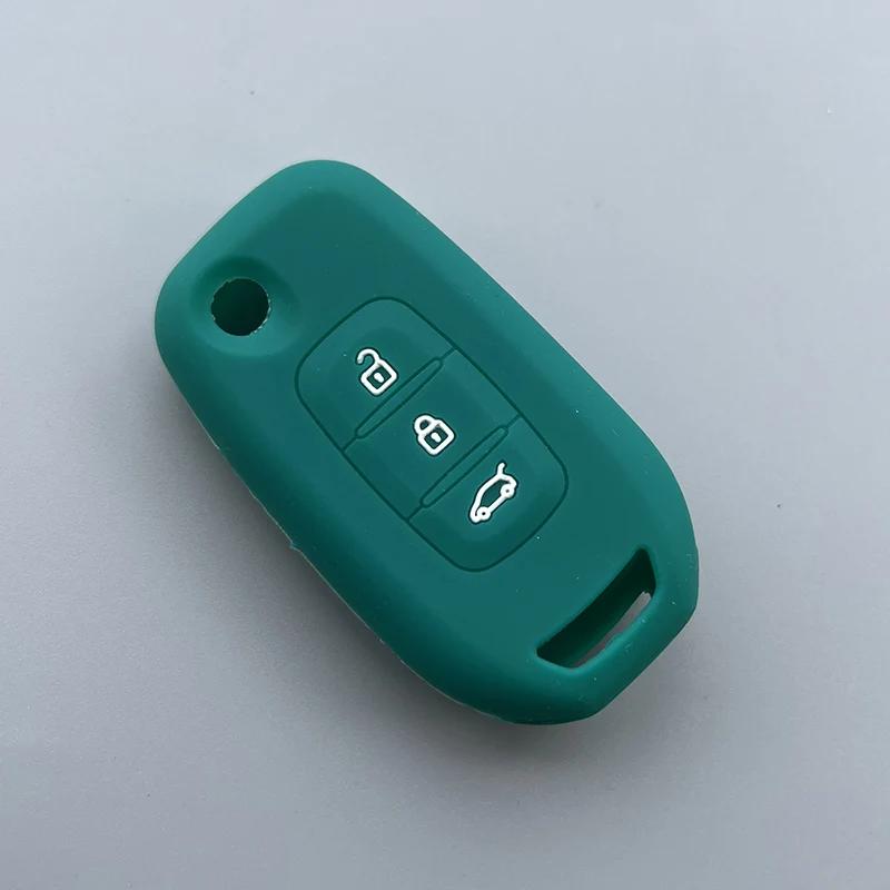 Siliconen Auto Sleutel Auto Hoesje Cover voor Renault Kadjar 3 Knops Klapbare Sleutel Hoesje Cover Shell